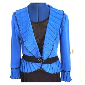 Blue & Black Vintage Ruffle Blazer
